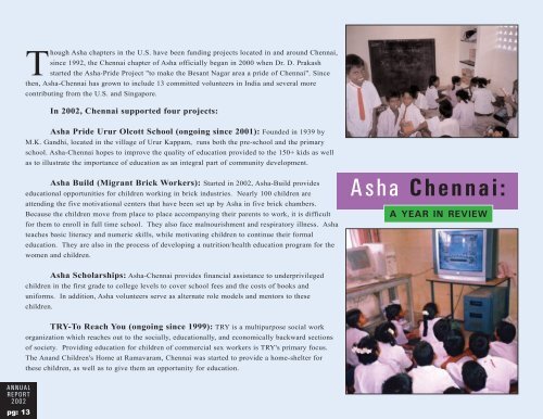 ANNUAL REPORT 2002 - Asha for Education