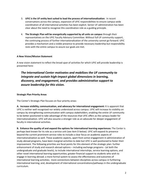 Strategic Plan for Internationalization of the University of Florida