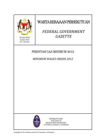 Minimum Wages Order 2012 - Kementerian Sumber Manusia