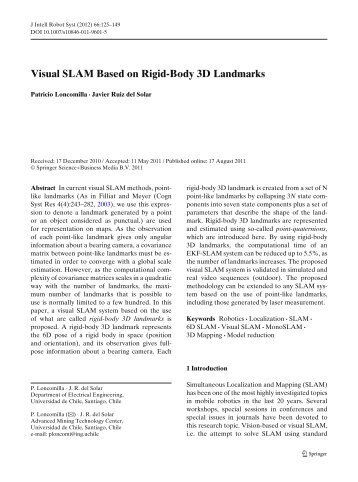 Visual SLAM Based on Rigid-Body 3D Landmarks - Computer vision ...