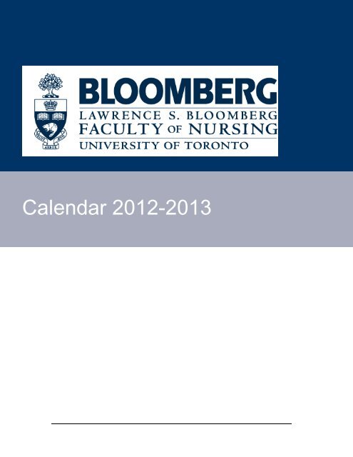 Calendar 2012-2013 - Lawrence S. Bloomberg Faculty of Nursing