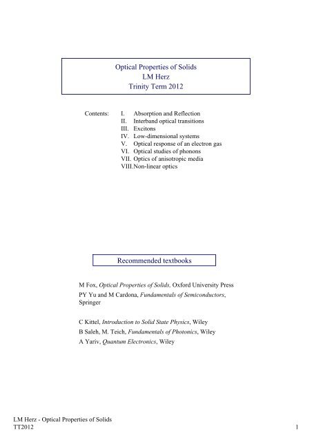 Optical properties of solids: an introductory textbook