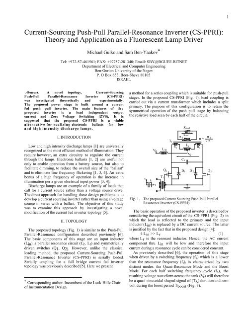 Current-Sourcing Push-Pull Parallel-Resonance Inverter (CS-PPRI ...