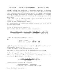 MATH 241 FINAL EXAM ANSWERS December 15, 2003 ...