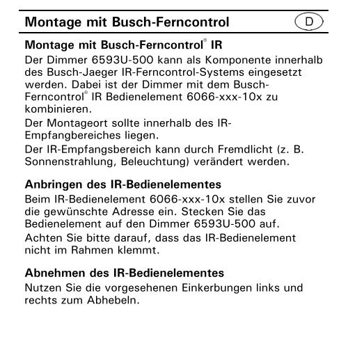 Busch,UniversalÃ« , Zentraldimmer 6593U,500 , Leistungsbaustein ...