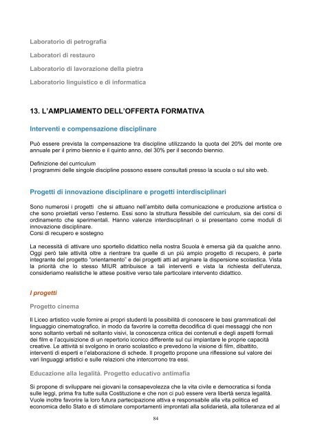 Scarica il POF in PDF - Liceo Artistico Statale Catalano