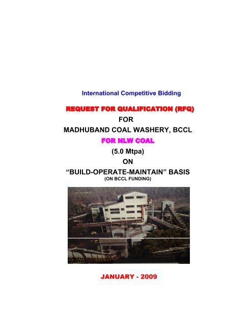 FOR MADHUBAND COAL WASHERY, BCCL - Bharat Coking Coal ...