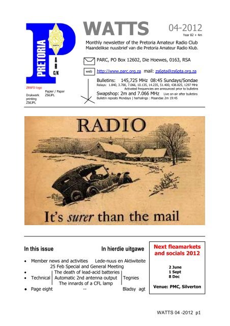 Display - Pretoria Amateur Radio Club