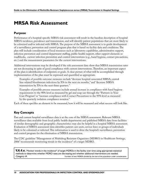 APIC MRSA Elimination Guideline