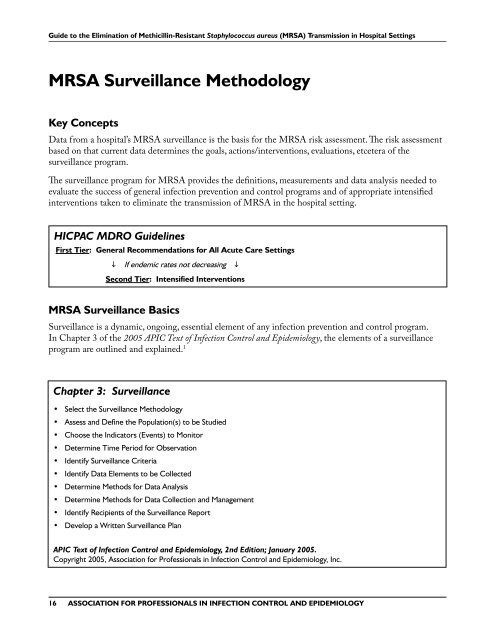 APIC MRSA Elimination Guideline