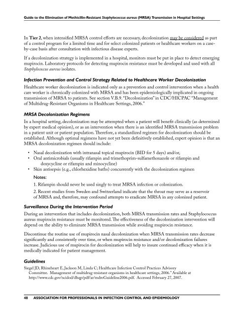 APIC MRSA Elimination Guideline