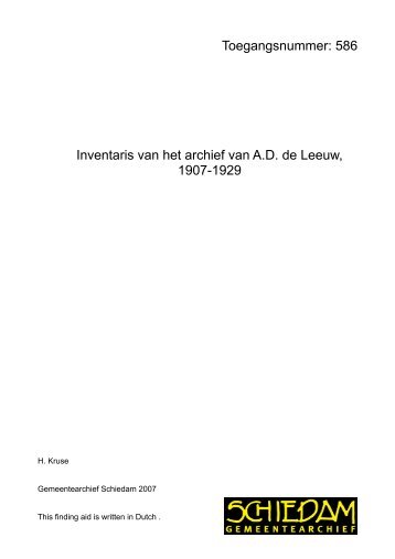 Archief van A.D. de Leeuw - Gemeente Schiedam