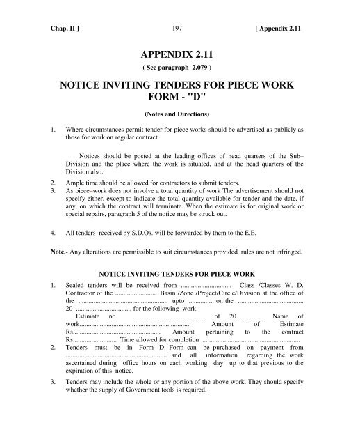 APPENDIX 2.10-A Format of Tender Notice for ... - Cg.nic.in