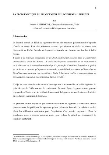 Financement du logement au Burundi - Idecburundi.org