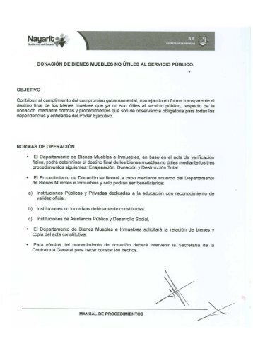 DonaciÃ³n de Bienes Muebles no Ãºtiles al Servicio PÃºblico.