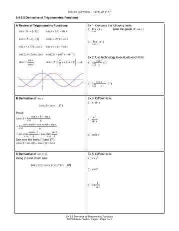 5.4 5.5 Derivative of Trigonometric Functions A ... - La Citadelle