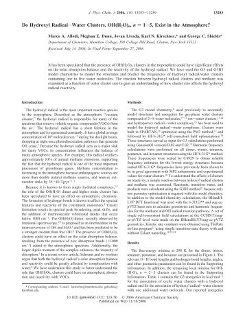 Do Hydroxyl Radical-Water Clusters, OH(H2O) - American Chemical ...