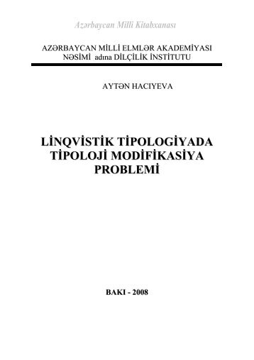 linqvistik tipologiyada tipoloji modifikasiya problemi - AzÉrbaycan ...