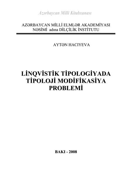 linqvistik tipologiyada tipoloji modifikasiya problemi - AzÉrbaycan ...