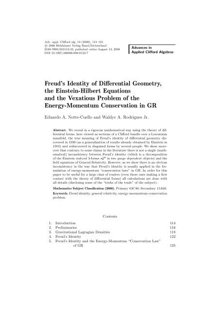 Freud S Identity Of Differential Geometry The Einstein Hilbert Freud S Identity Of Differential Geometry The Einstein Hilbert