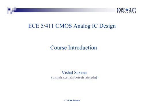 ECE 5/411 CMOS Analog IC Design Course Introduction