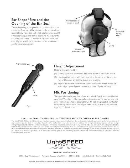LightSpeed 15XLC & 20 XLC Headsets - Pilot Supplies