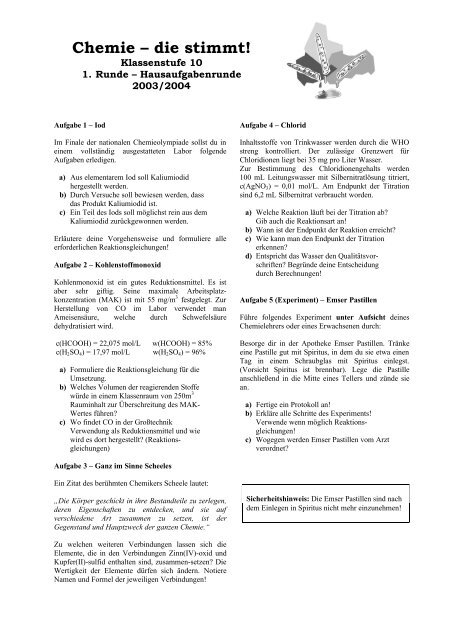 CDS04-1.Runde-10.Klasse-Aufgaben mit RÃ¼ckseite - Chemie - die ...