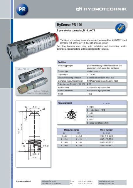 HySense PR 101 - Hydrotechnik