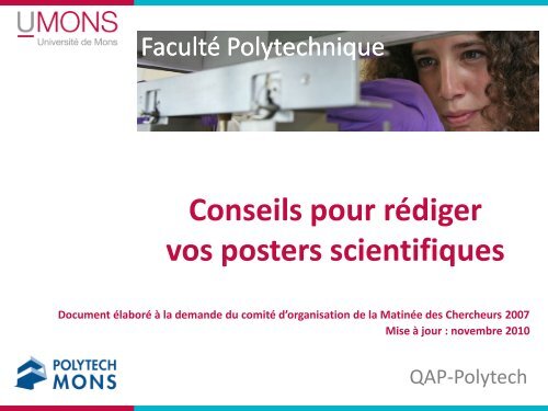 conseils pour rÃ©diger vos posters scientifiques - UniversitÃ© de Mons