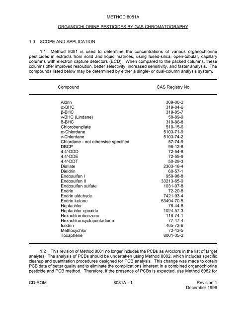 View Actual EPA Method 8081A (PDF File)