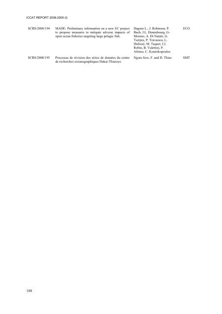 REPORT OF THE STANDING COMMITTEE ON RESEARCH ... - Iccat