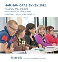 HAKIJAN OPAS SYKSY 2012 - Humanistinen ammattikorkeakoulu