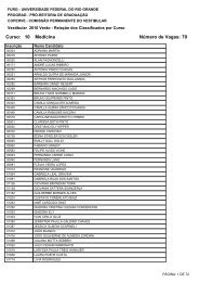 Curso: 10 Medicina Número de Vagas: 70 - Sistemas FURG