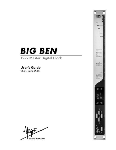Big Ben User's Guide - Apogee