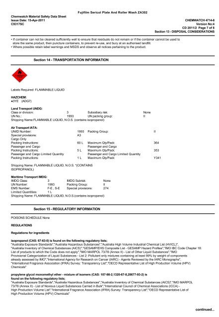 Chemwatch MSDS Print - FUJIFILM Australia