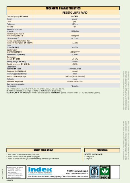 RESISTO UNIFIX RAPID - Index S.p.A.