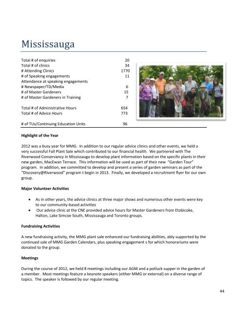 MGOI Annual Report 2012 - Master Gardeners of Ontario