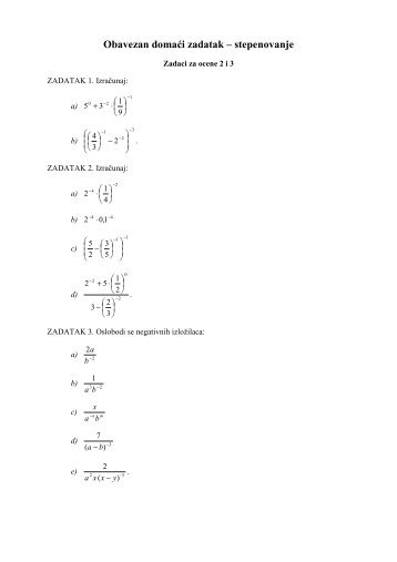 5.1. Obavezan domaÄi zadatak - stepenovanje - "Mihajlo Pupin" Kula
