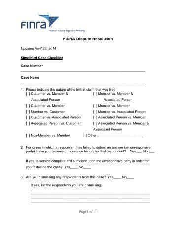 Simplified Case Checklist - finra