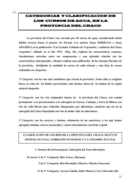 Sistemas Fluviales y Normas Legislativas Ambientales