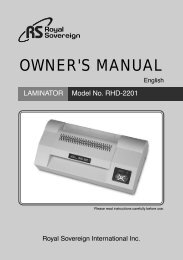 RHD-2201 Manual(US) - Royal Sovereign