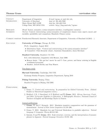 My CV (pdf) - Linguistics - University of Maryland