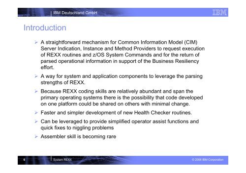 Introduction z/OS 1.9 System REXX