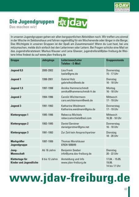 berichte - Deutscher Alpenverein Sektion Freiburg-Breisgau