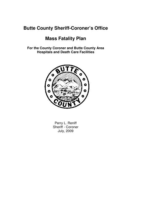 Butte County Sheriff-Coroner's Office Mass Fatality Plan