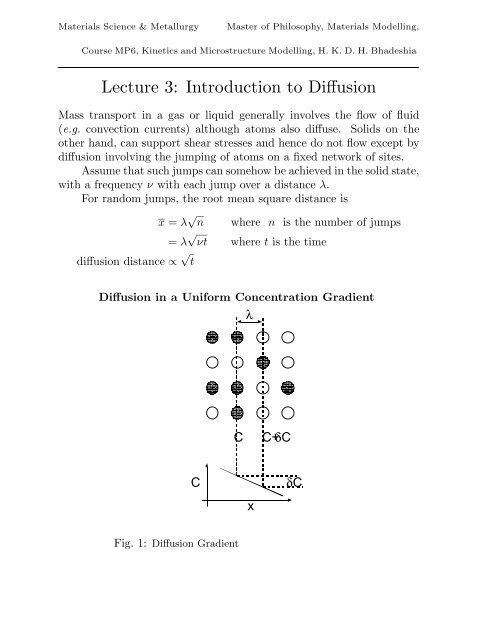 Introduction to Diffusion - Department of Materials Science and ...