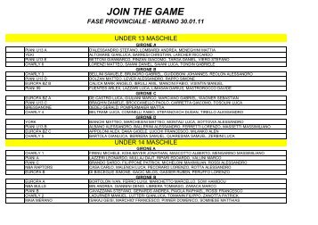 join the game fase provinciale - merano 30.01.11