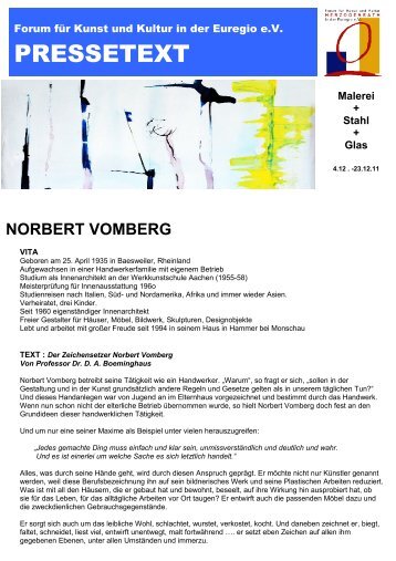 norbert vomberg - Forum fÃ¼r Kunst und Kultur Herzogenrath in der ...
