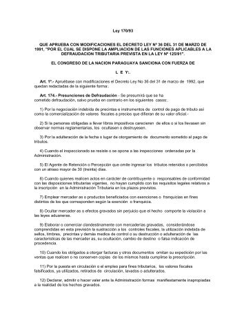 Ley 170/93 QUE APRUEBA CON MODIFICACIONES EL DECRETO ...