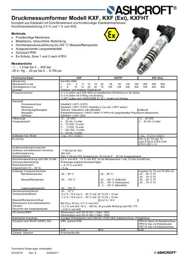 Datenblatt KXF - Ashcroft Instruments GmbH